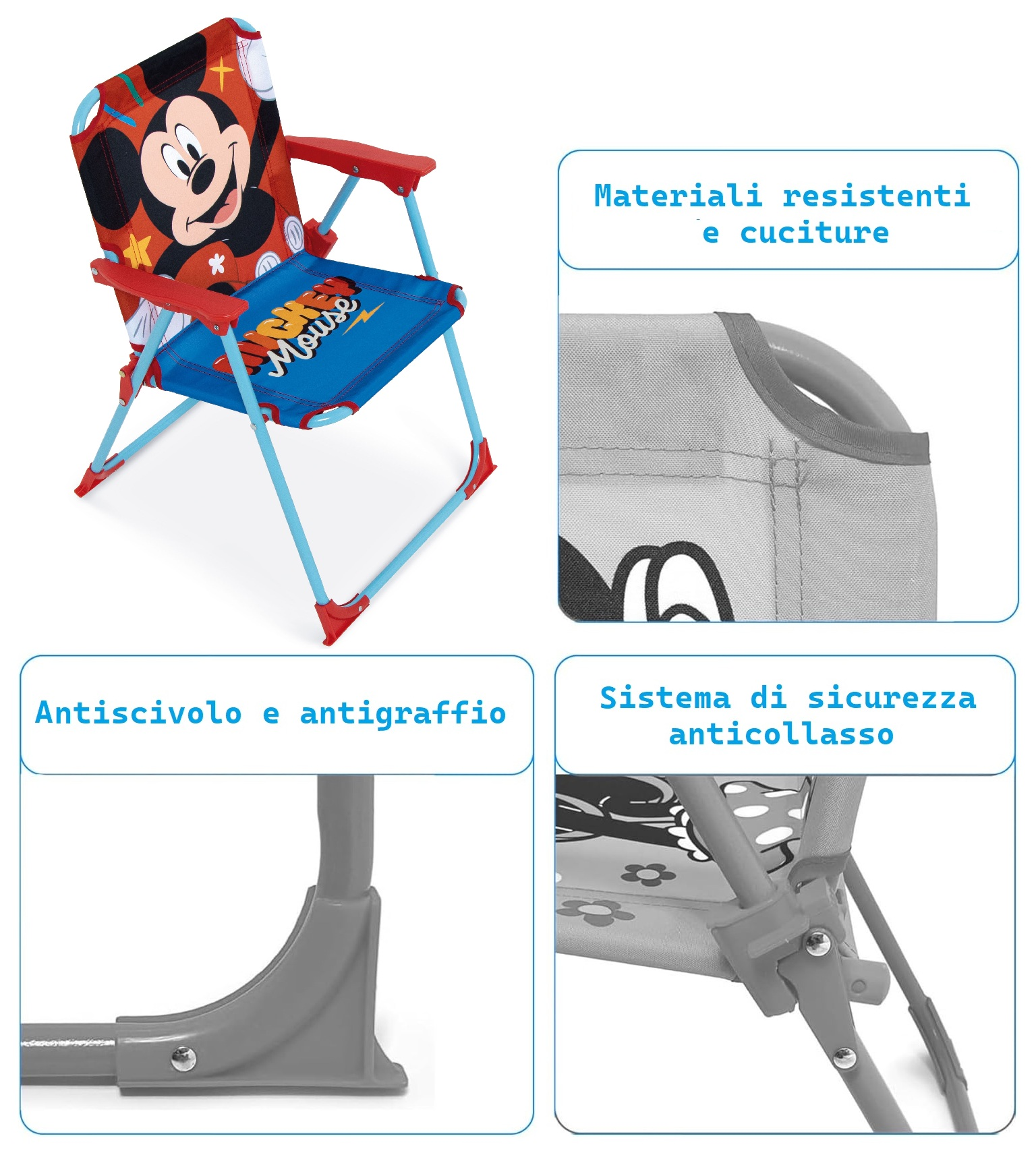 Sedia Pieghevole Topolino per Mare e Giardino 100% Poliestere- 86733
