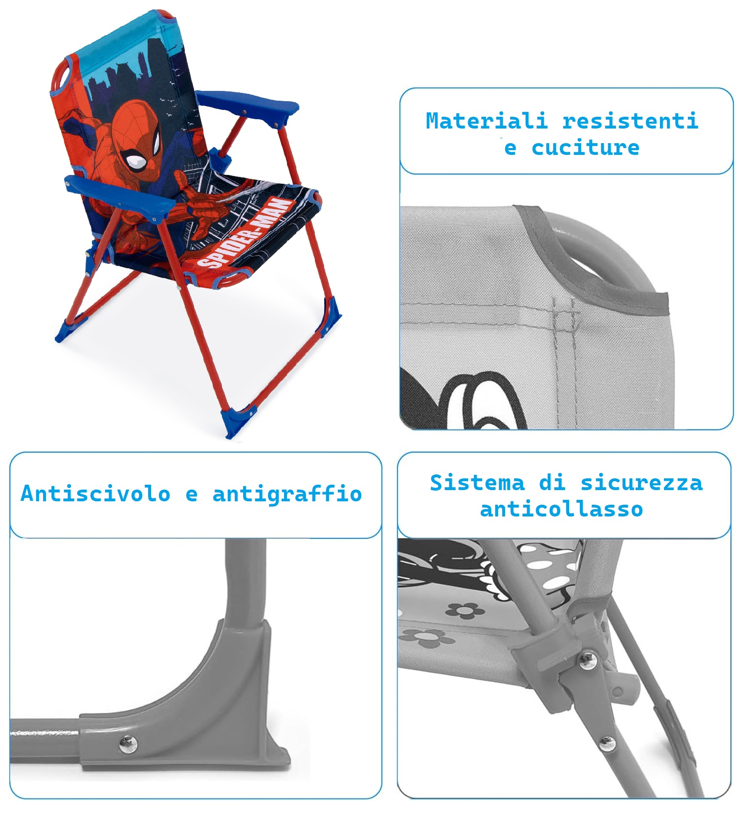 Sedia Pieghevole Spiderman per Mare e Giardino 100% Poliestere- 86735