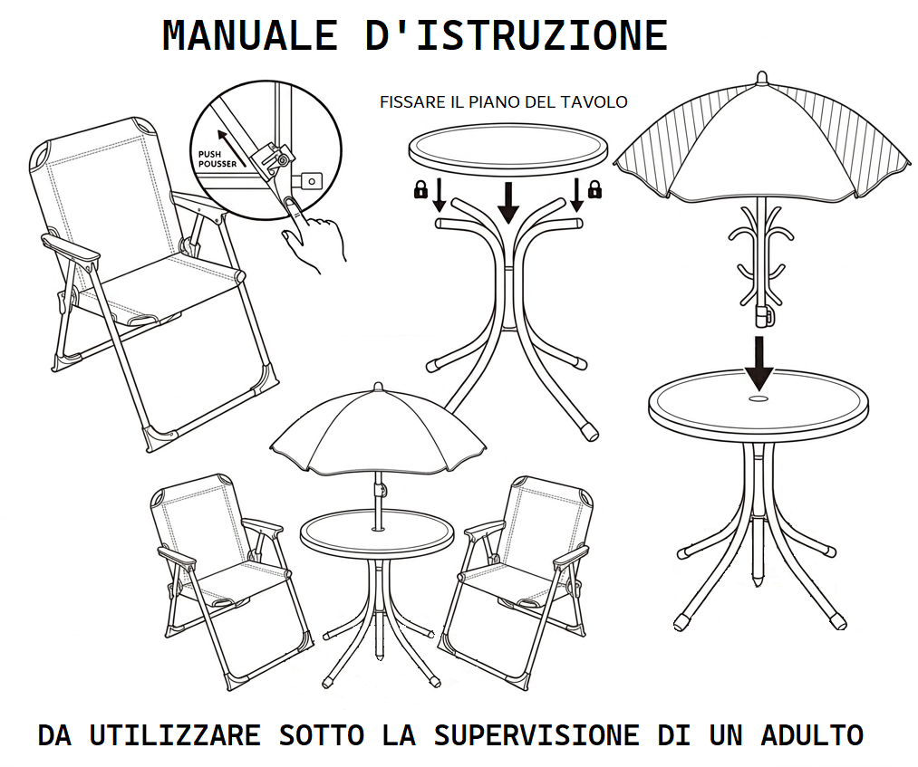 Set da Giardino Spiderman Tavolino Ombrellone e Sedie Pieghevoli per Mare e Giardino 100% Poliestere- 86630