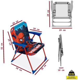 Set da Giardino Spiderman Tavolino Ombrellone e Sedie Pieghevoli per Mare e Giardino 100% Poliestere- 86630