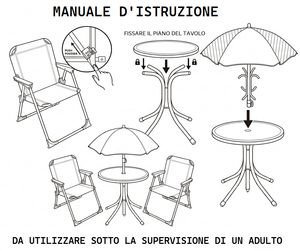 Set da Giardino Minnie Tavolino Ombrellone e Sedie Pieghevoli per Mare e Giardino 100% Poliestere- 86631