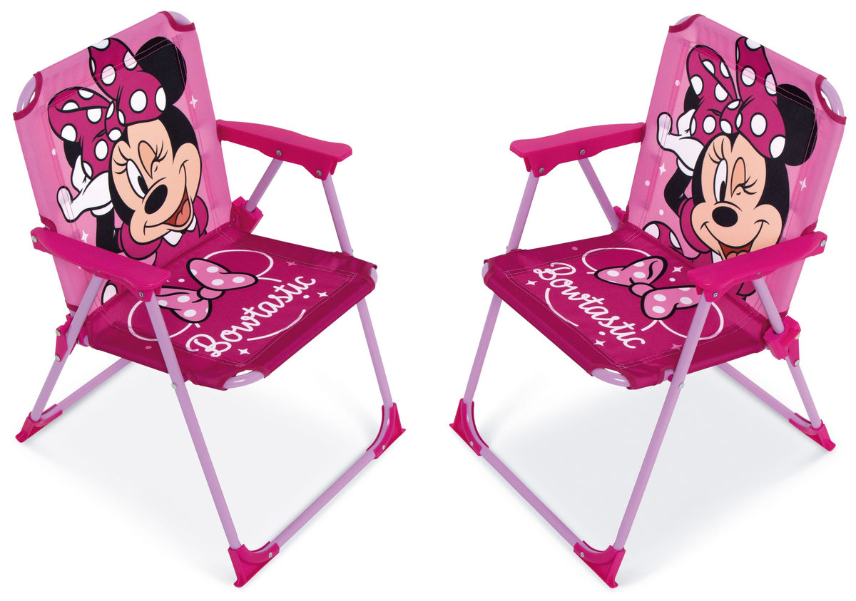 Set da Giardino Minnie Tavolino Ombrellone e Sedie Pieghevoli per Mare e Giardino 100% Poliestere- 86631