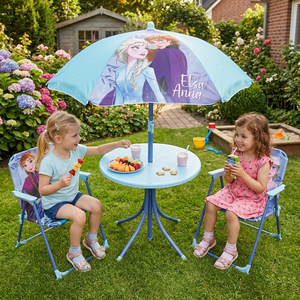 Set da Giardino Frozen Tavolino Ombrellone e Sedie Pieghevoli per Mare e Giardino 100% Poliestere- 86633