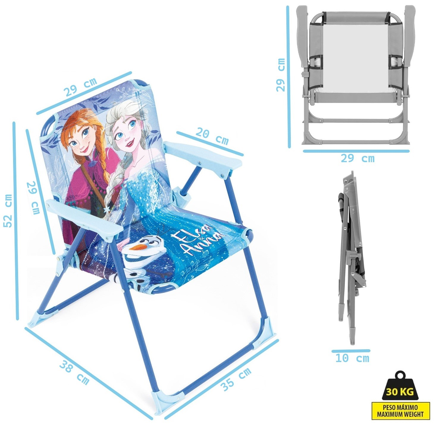 Set da Giardino Frozen Tavolino Ombrellone e Sedie Pieghevoli per Mare e Giardino 100% Poliestere- 86633