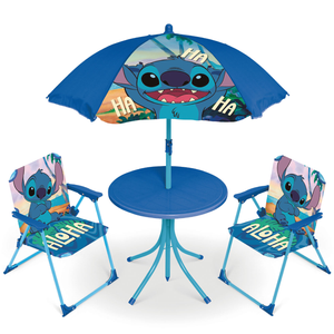 Set da Giardino Stitch Tavolino Ombrellone e Sedie Pieghevoli per Mare e Giardino 100% Poliestere- 86634