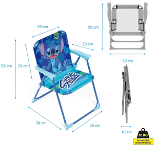 Set da Giardino Stitch Tavolino Ombrellone e Sedie Pieghevoli per Mare e Giardino 100% Poliestere- 86634