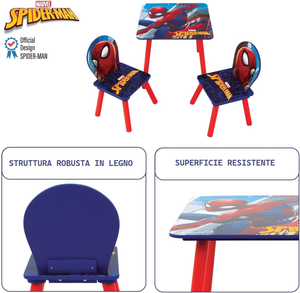 Set Tavolo con Due Sedie Spiderman in Legno- 86635