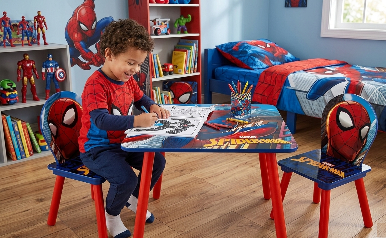 Set Tavolo con Due Sedie Spiderman in Legno- 86635