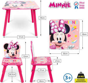 Set Tavolo con Due Sedie Minnie in Legno- 86637