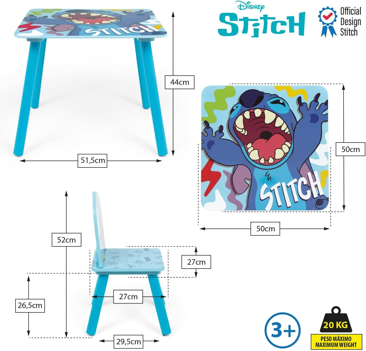 Set Tavolo con Due Sedie Stitch in Legno- 86639