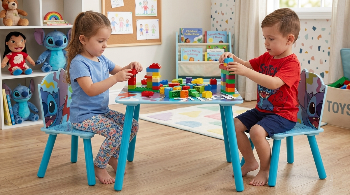 Set Tavolo con Due Sedie Stitch in Legno- 86639