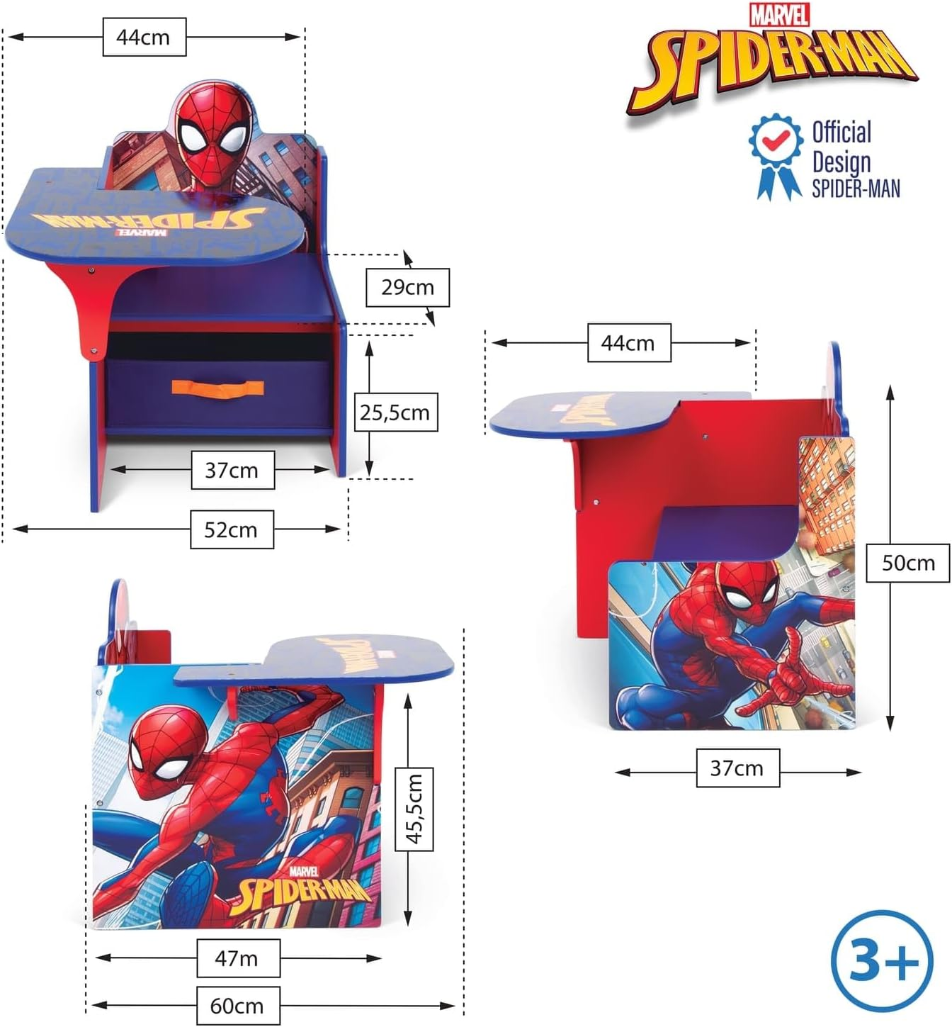 Sedia Scrivania con Contenitore Spiderman in Legno - 86636
