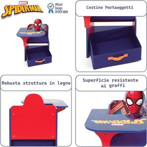 Sedia Scrivania con Contenitore Spiderman in Legno - 86636