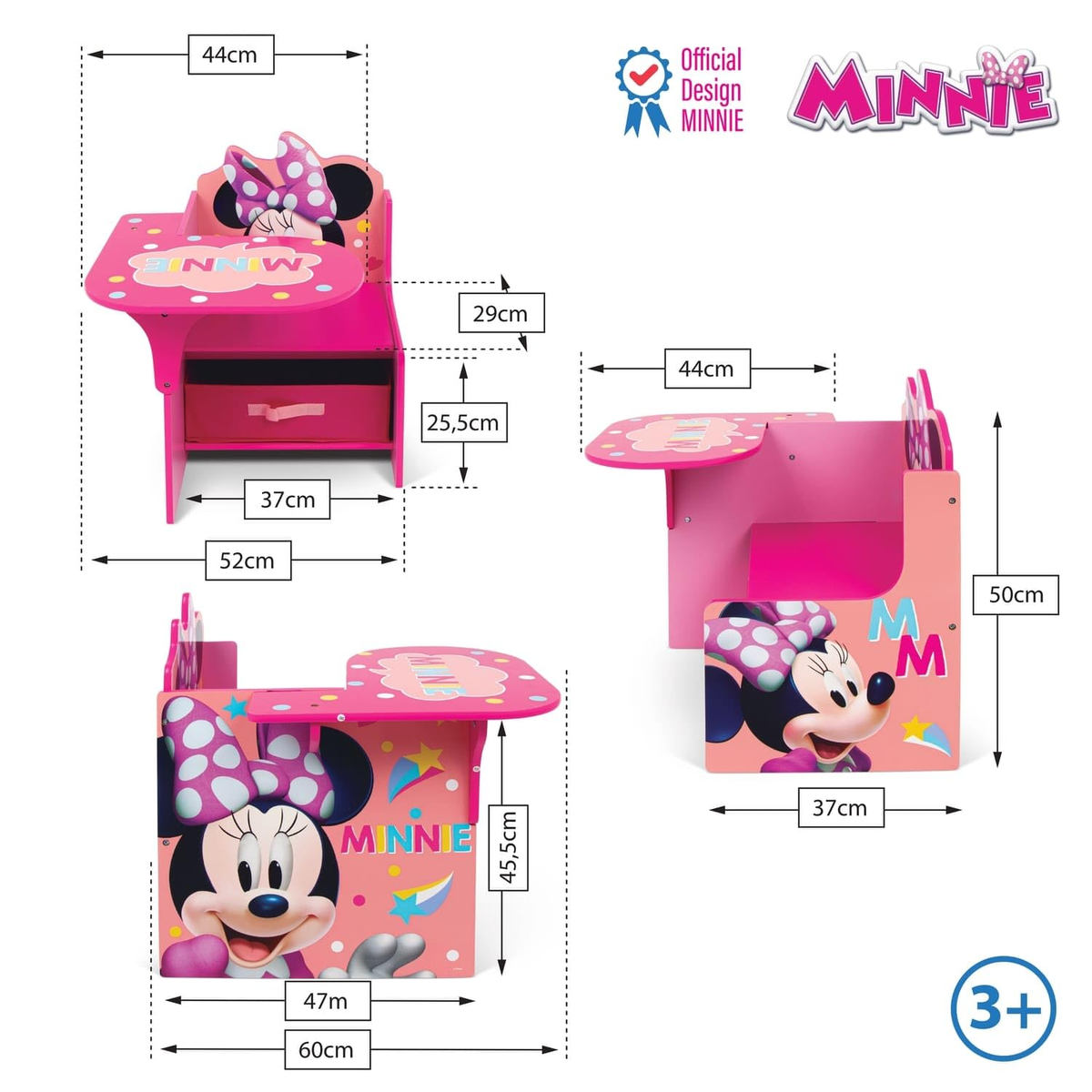 Sedia Scrivania con Contenitore Minnie in Legno - 86638