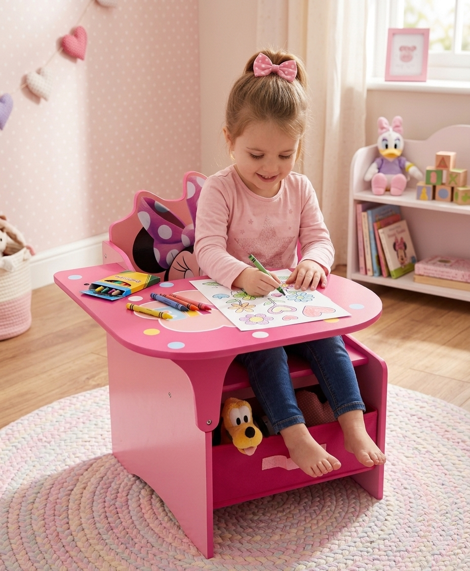 Sedia Scrivania con Contenitore Minnie in Legno - 86638