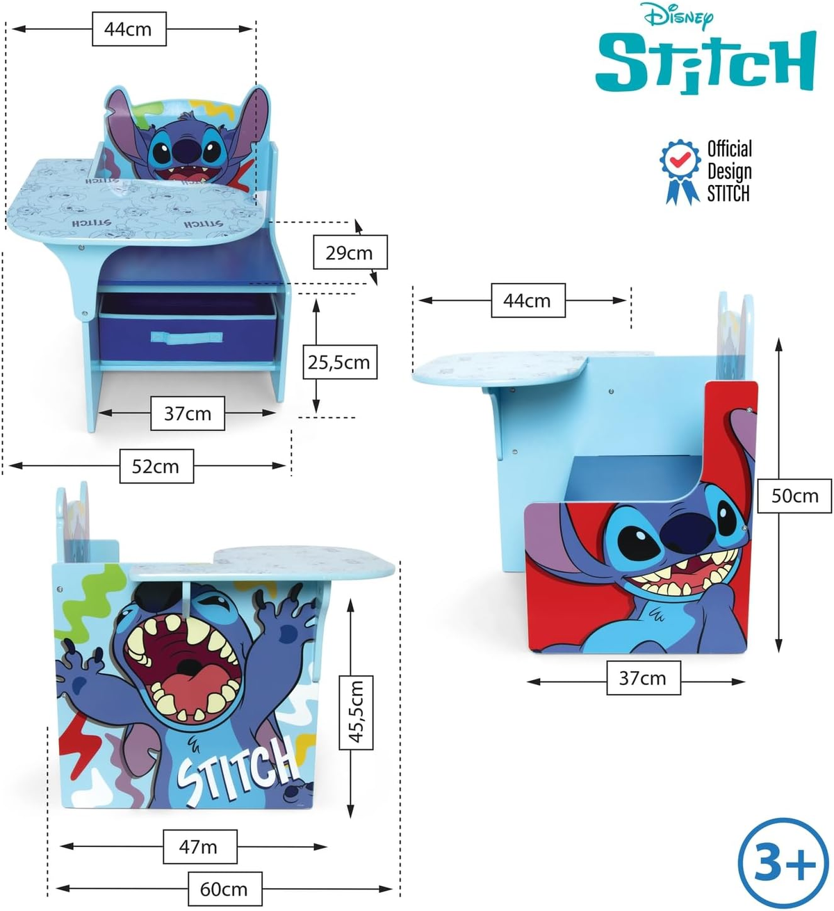 Sedia Scrivania con Contenitore Stitch in Legno - 86640