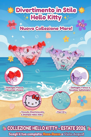 Costume da Bagno Hello Kitty Sanrio Modello Slip Mutandina Mare Piscina Neonata - Ez05024lilla