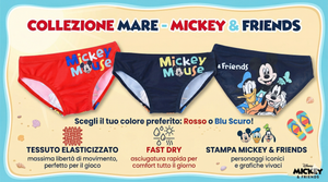 Costume da Bagno Topolino DISNEY Modello Slip Mutandina Mare Piscina Neonato - Ez05017rosso