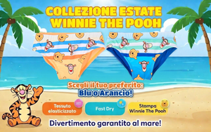Costume da Bagno Winnie the Pooh DISNEY Modello Slip Mutandina Mare Piscina Neonato - Ez05021arancio