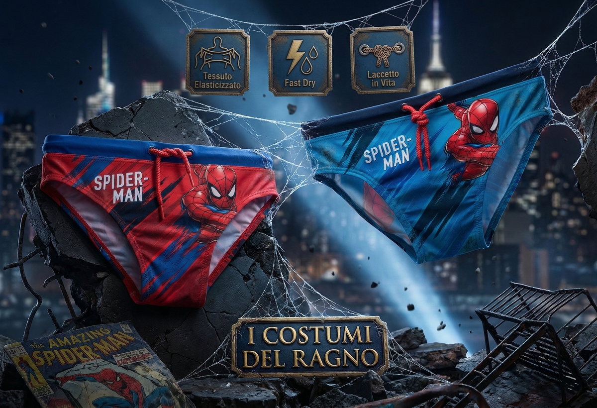 Costume da Bagno Spiderman MARVEL Modello Slip Mutandina Mare Piscina Bambino - Ez18166rosso