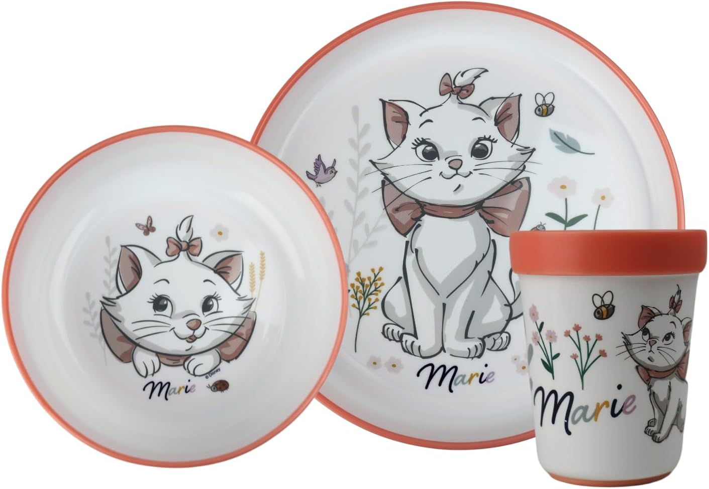 Set Pappa Marie DISNEY 3 Pezzi Stoviglie in Plastica con Silicone Antiscivolo Adatta Al Microonde- 86664