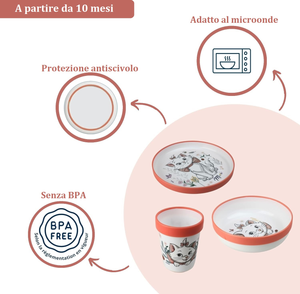 Set Pappa Marie DISNEY 3 Pezzi Stoviglie in Plastica con Silicone Antiscivolo Adatta Al Microonde- 86664