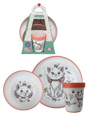 Set Pappa Marie DISNEY 3 Pezzi Stoviglie in Plastica con Silicone Antiscivolo Adatta Al Microonde- 86664