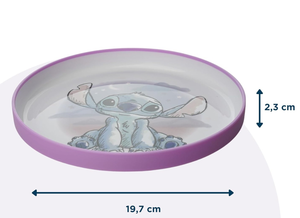 Set Pappa Stitch DISNEY 3 Pezzi Stoviglie in Plastica con Silicone Antiscivolo Adatta Al Microonde- 86665