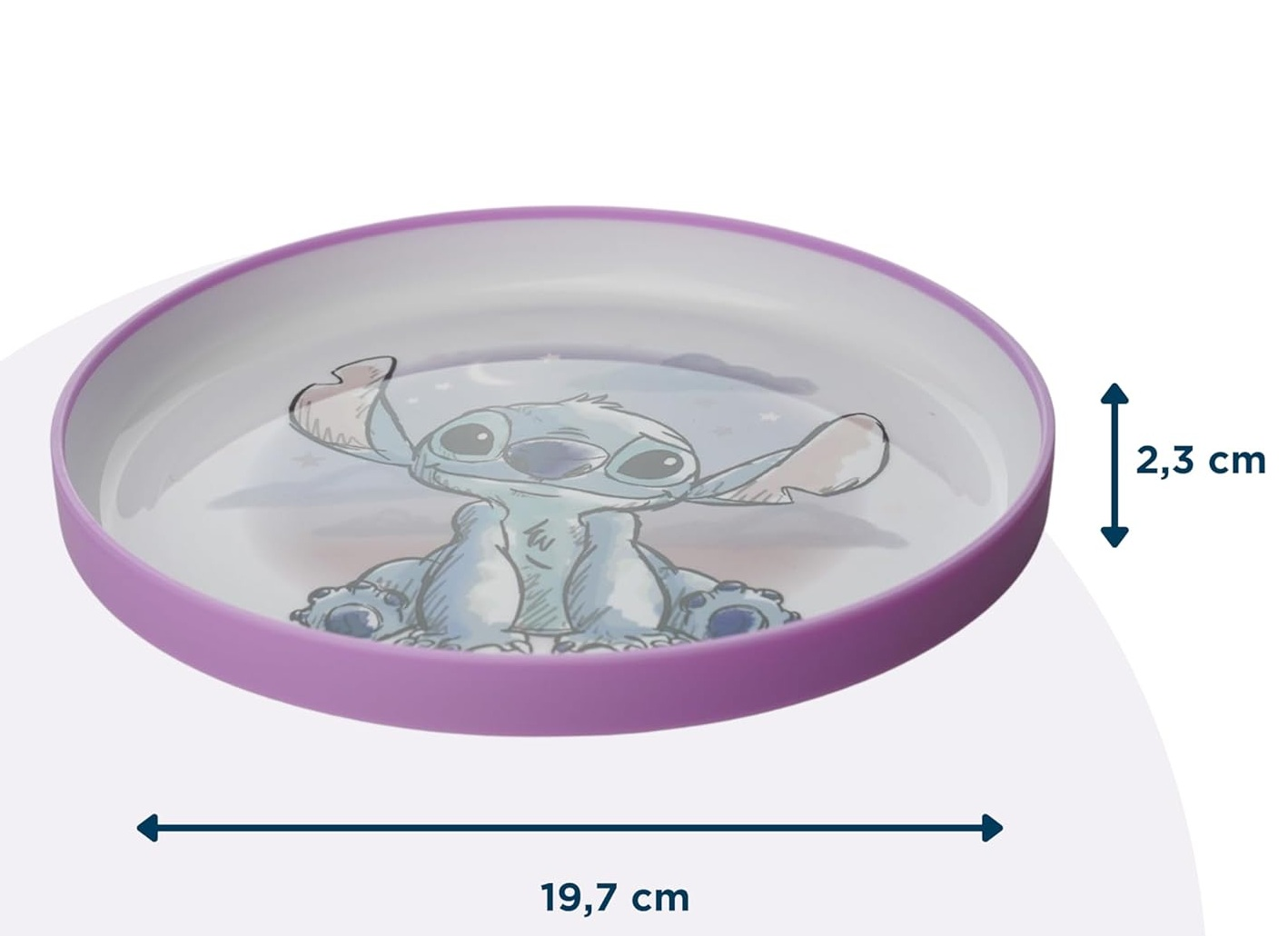 Set Pappa Stitch DISNEY 3 Pezzi Stoviglie in Plastica con Silicone Antiscivolo Adatta Al Microonde- 86665