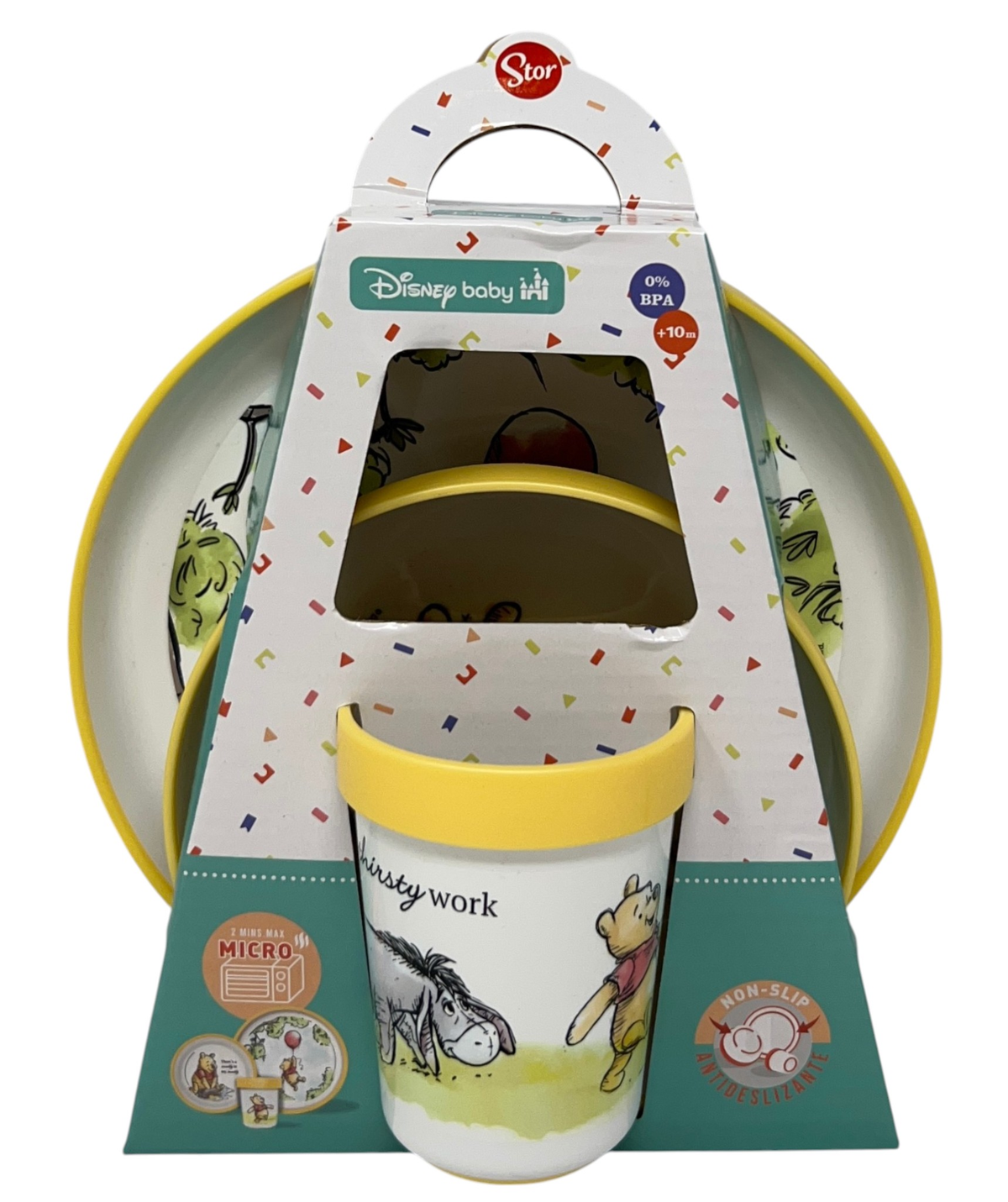 Set Pappa Winnie the Pooh DISNEY 3 Pezzi Stoviglie in Plastica con Silicone Antiscivolo Adatta Al Microonde- 86666