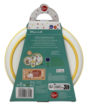 Set Pappa Winnie the Pooh DISNEY 3 Pezzi Stoviglie in Plastica con Silicone Antiscivolo Adatta Al Microonde- 86666