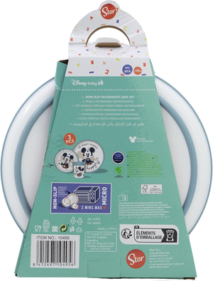 Set Pappa Topolino DISNEY 3 Pezzi Stoviglie in Plastica con Silicone Antiscivolo Adatta Al Microonde- 86667