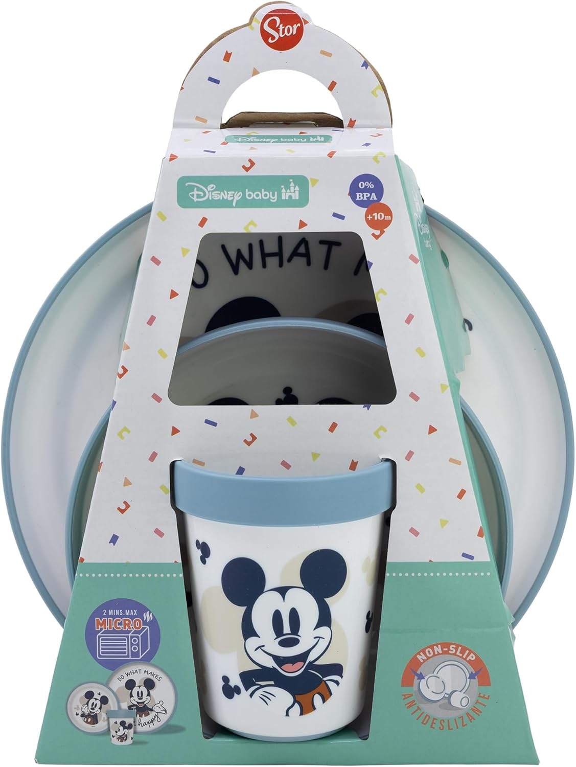 Set Pappa Topolino DISNEY 3 Pezzi Stoviglie in Plastica con Silicone Antiscivolo Adatta Al Microonde- 86667