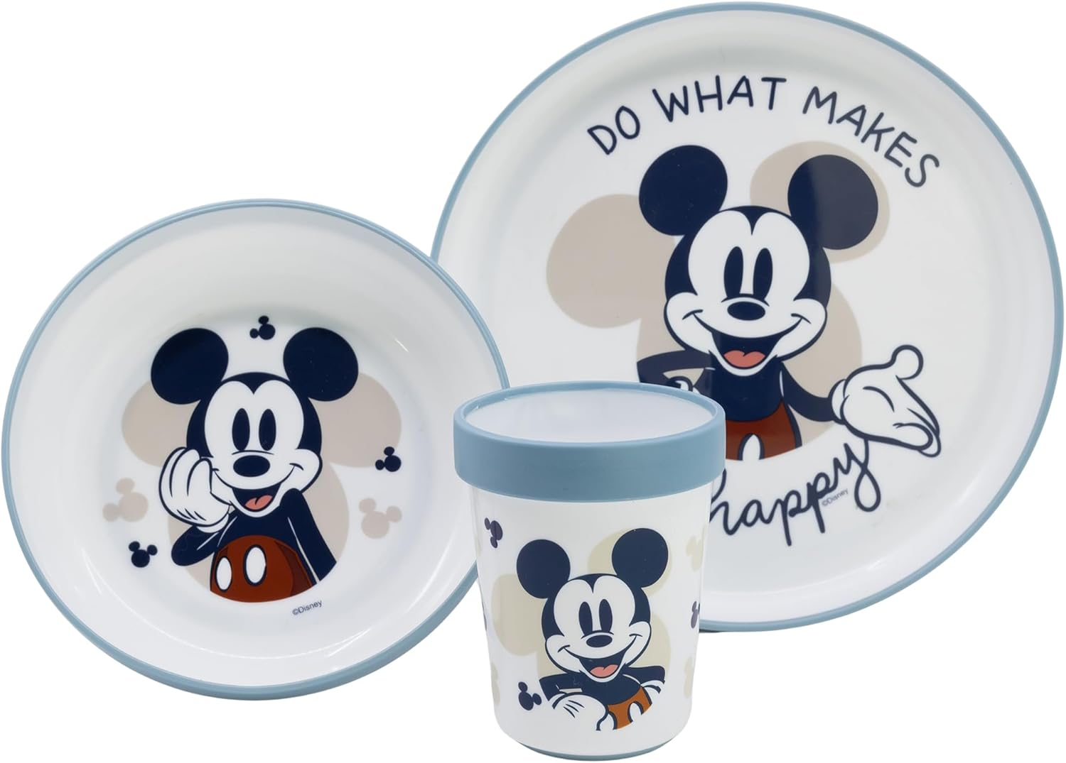 Set Pappa Topolino DISNEY 3 Pezzi Stoviglie in Plastica con Silicone Antiscivolo Adatta Al Microonde- 86667