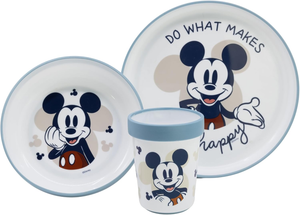 Set Pappa Topolino DISNEY 3 Pezzi Stoviglie in Plastica con Silicone Antiscivolo Adatta Al Microonde- 86667