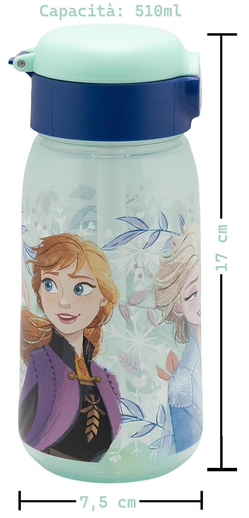 Borraccia Pop-Up Frozen DISNEY Bottiglia in Plastica Riutilizzabile 510 Ml - 86671