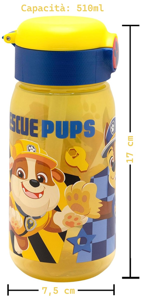 Borraccia Pop-Up Paw Patrol Bottiglia in Plastica Riutilizzabile 510 Ml - 86670