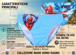 Costume da Bagno MARVEL Spiderman Modello Slip Tie Dye Mutandina Mare Piscina Bambino - Ez18169turchese