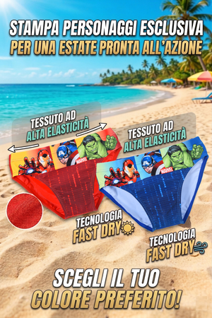 Costume da Bagno MARVEL Avengers Modello Slip Mutandina Mare Piscina Bambino - Ez18186rosso