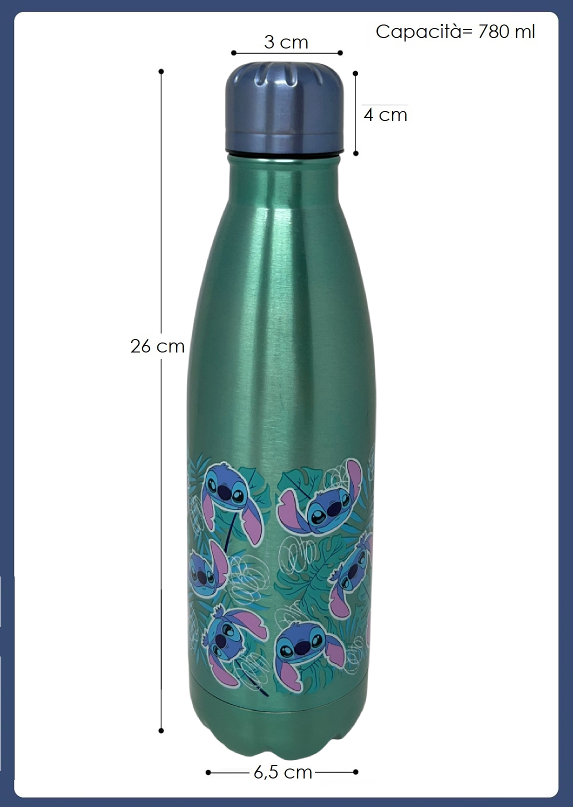 Borraccia Lilo e Stitch in Acciaio Inox DISNEY Bottiglia con Tappo a Vite 780 Ml - 86675