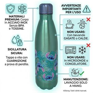 Borraccia Lilo e Stitch in Acciaio Inox DISNEY Bottiglia con Tappo a Vite 780 Ml - 86675
