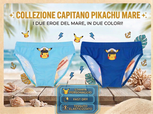 Costume da Bagno Pikachu Pokémon Modello Slip Mutandina Mare Piscina Bambino - Ez18134celeste