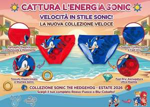 Costume da Bagno Sonic the Hedgehog Modello Slip Mutandina Mare Piscina Bambino - Ez18149blu