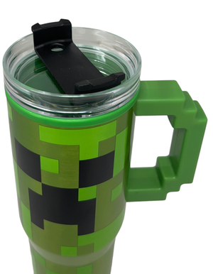 Bicchiere Termico con Cannuccia Minecraft Manico 3d 770 Ml Bpa Free - 86680
