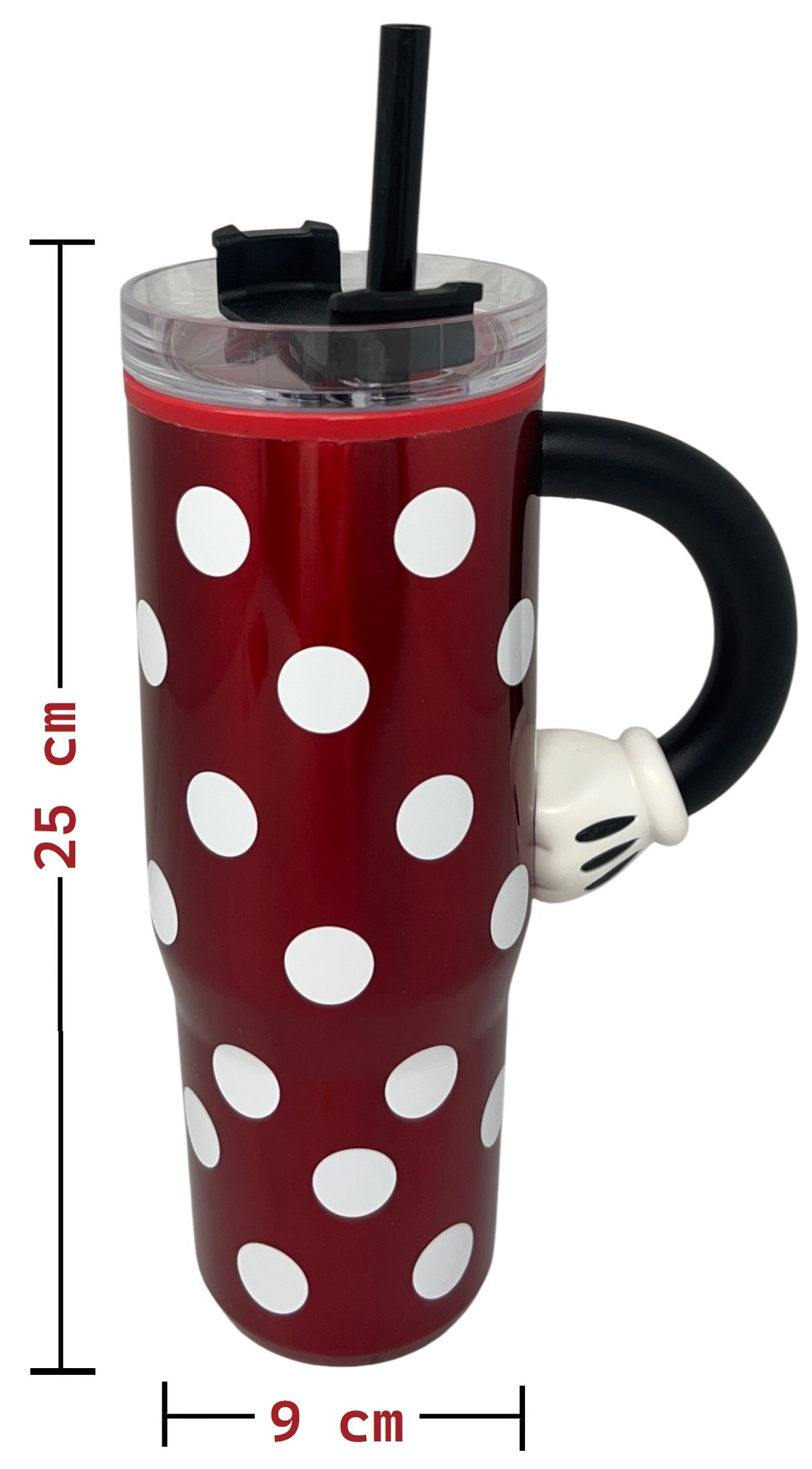 Bicchiere Termico con Cannuccia Minnie DISNEY Manico 3d 770 Ml - 86681