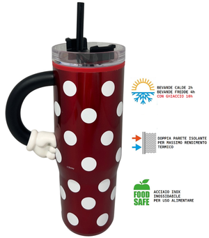 Bicchiere Termico con Cannuccia Minnie DISNEY Manico 3d 770 Ml - 86681