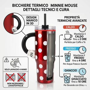 Bicchiere Termico con Cannuccia Minnie DISNEY Manico 3d 770 Ml - 86681