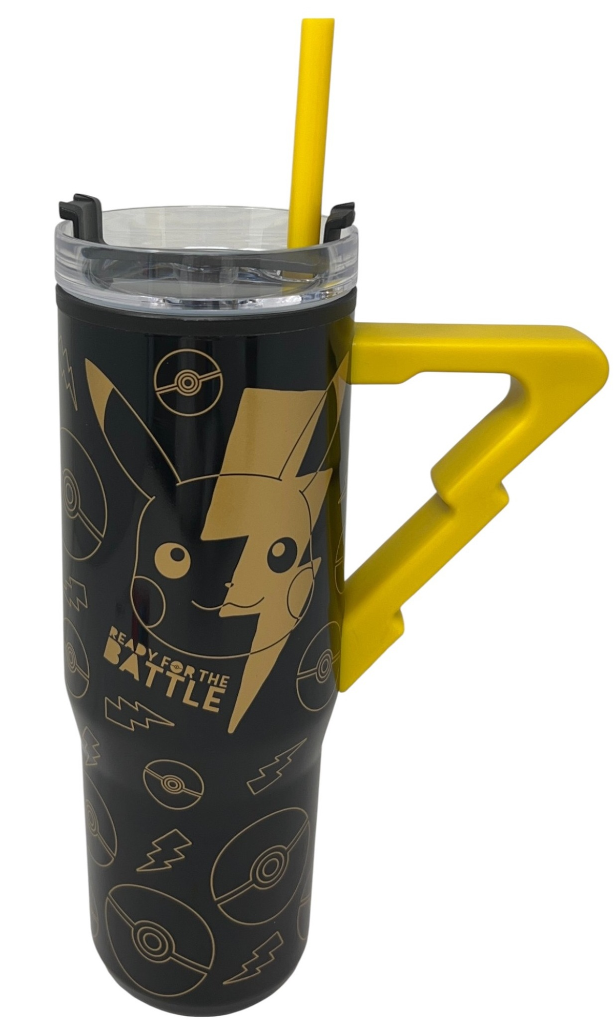 Bicchiere Termico con Cannuccia Pikachu Pokemon Manico 3d 770 Ml - 86682