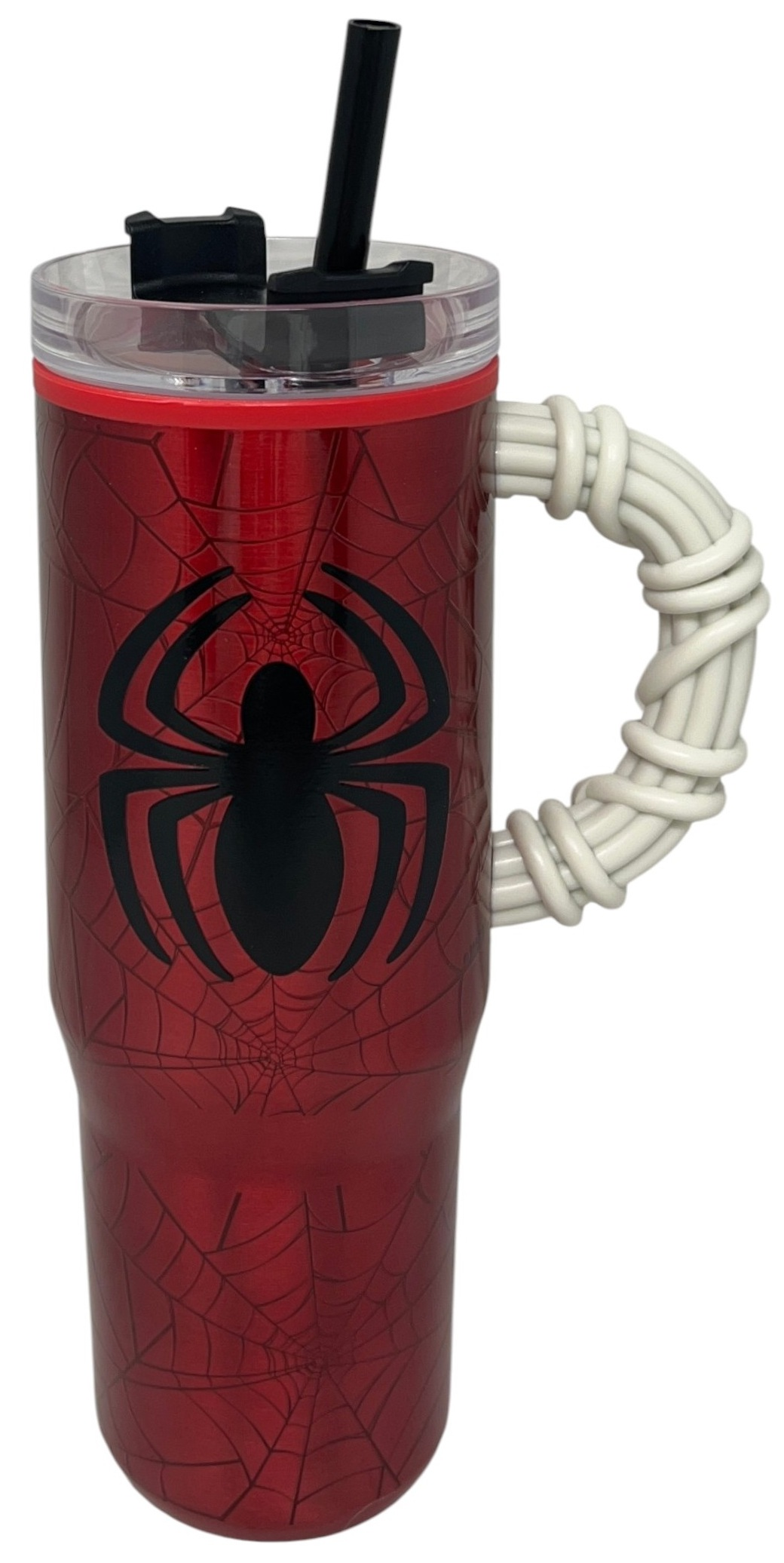Bicchiere Termico con Cannuccia Spiderman MARVEL Manico 3d 770 Ml - 86683
