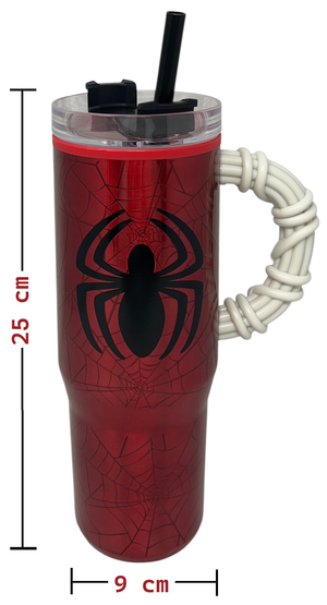 Bicchiere Termico con Cannuccia Spiderman MARVEL Manico 3d 770 Ml - 86683
